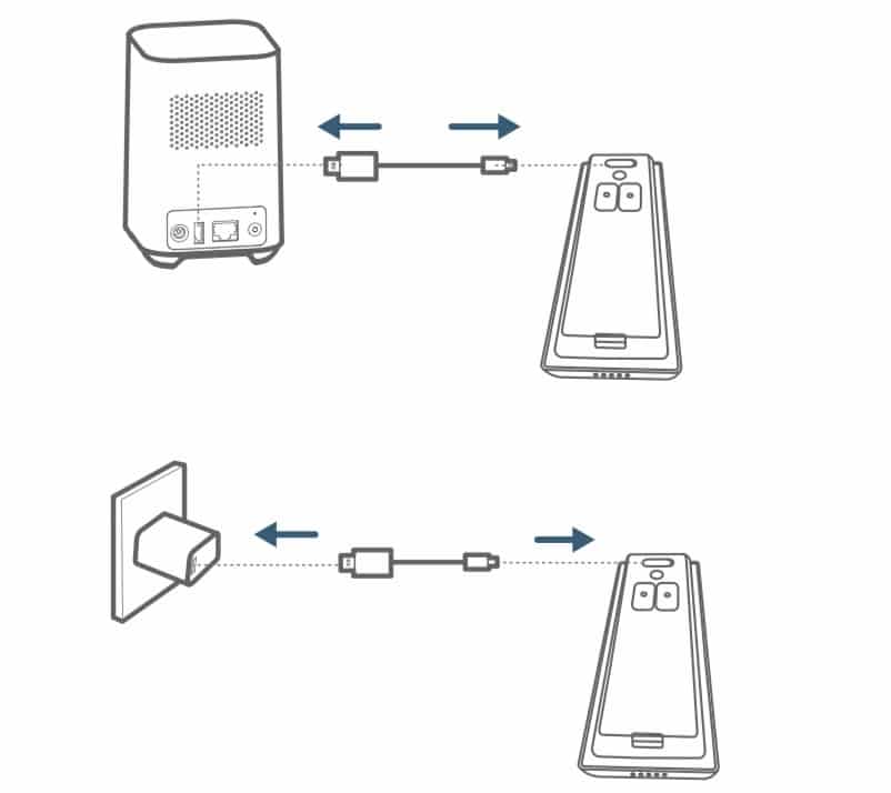 Eufy deurbel opladen, micro USB verbinden